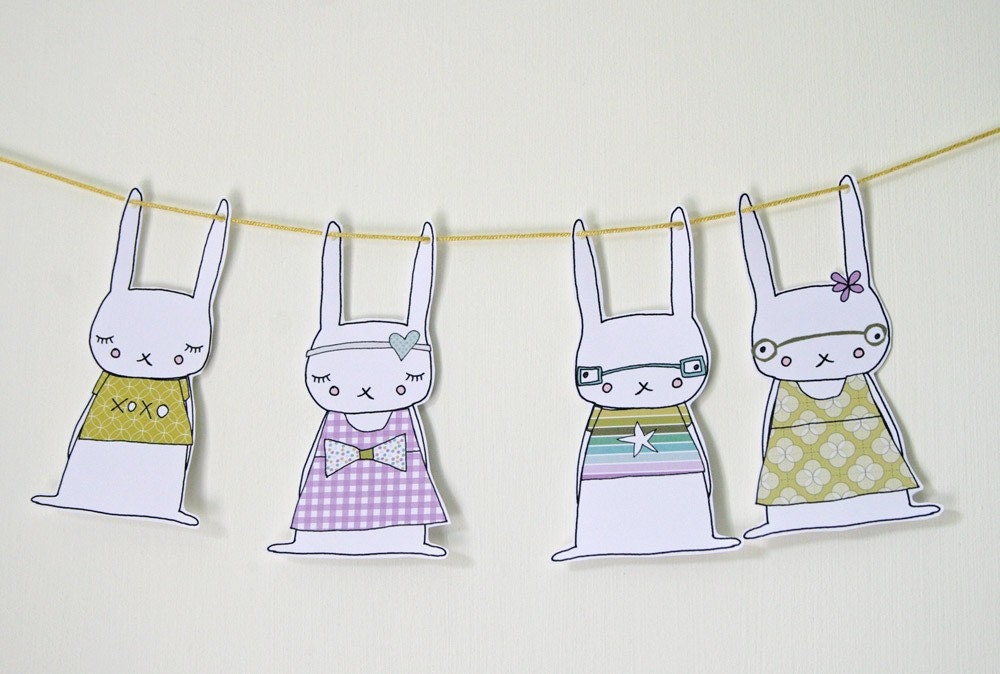 Rabbit garland printables (PDF)