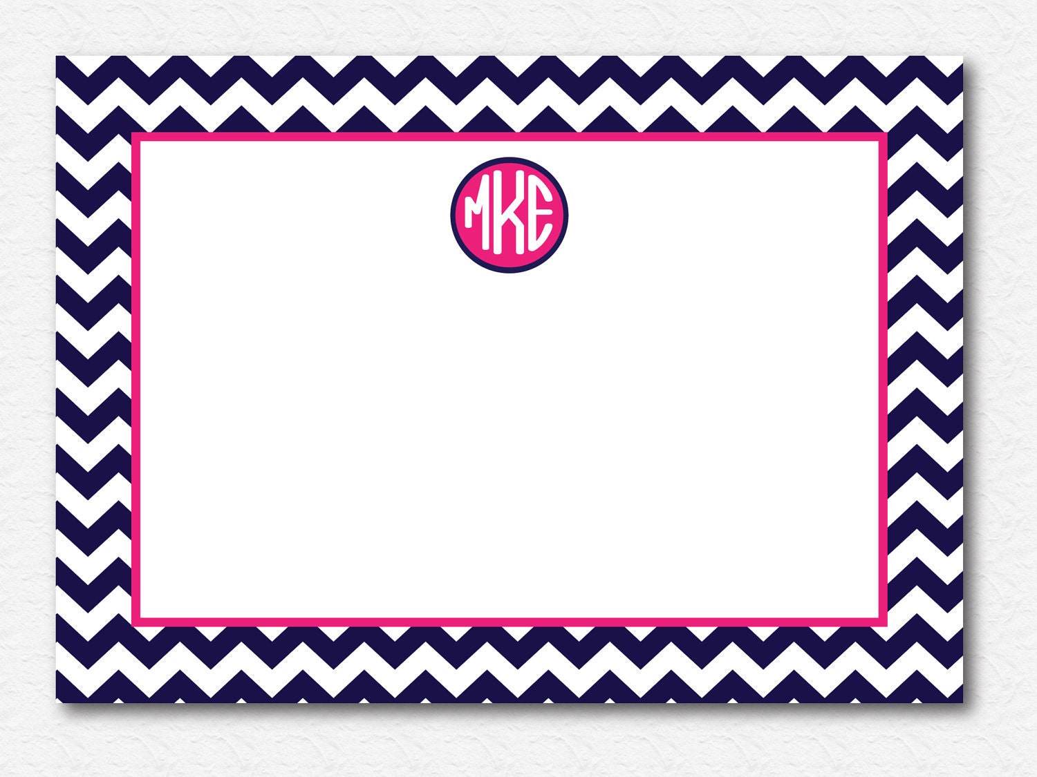 Monogram Stationery: chevron stripe flat note cards 5" x 7" (set of 12)