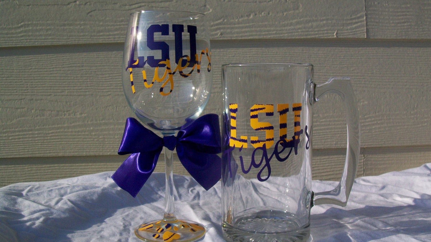His and Hers LSU glasses