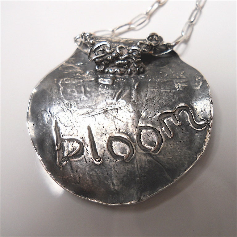 Pink Ruby, Silver Flower Pendant, "Bloom" Necklace, Recycled Silver, Earthy Fashion Accessory July Birthstone, Your Daily Jewels
