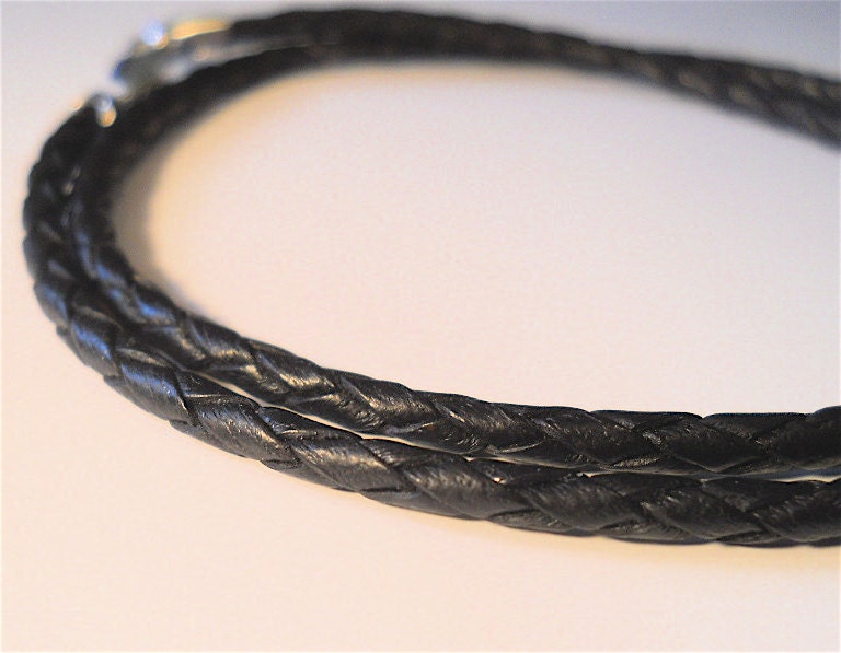 Men's Accessory, Black or Brown  Leather Braided Necklace, Cord for Pendant, Gifts For Men, Rocker, Biker, Fashion Accessory