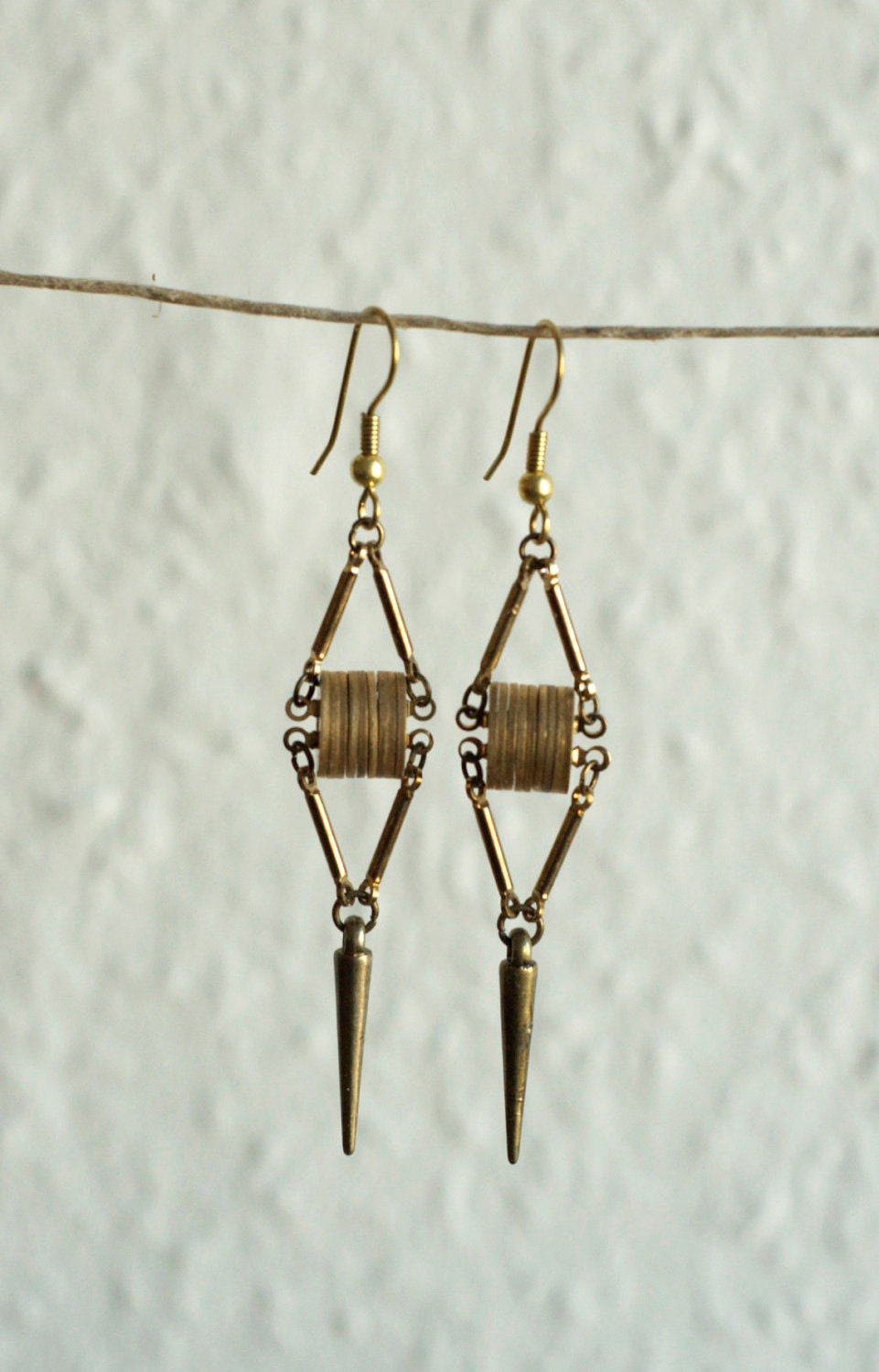 Dangling Brass Spike Earrings