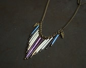 Colourful Chevron Porcupine Quill Necklace