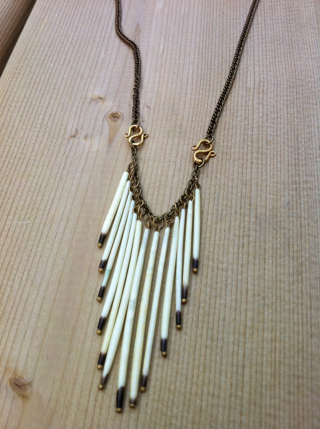 Dangling Fringe Porcupine Quill Necklace
