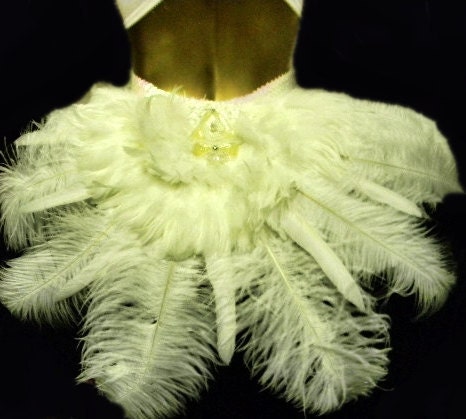White Swan Exotic Bottom Tail Feather Bussel Feather Costume Burlesque Made 4U Tribal Belly Dance