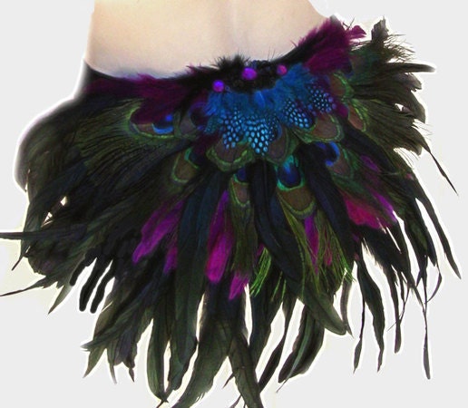 Peacock Feather Tribal Belly Dance Booty shorts Ready to ship Burlesque Made 4U