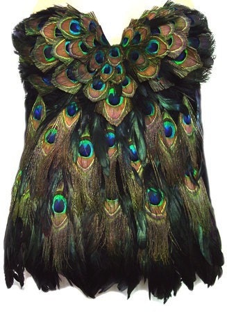 PEACOCK Feather Corset Las Vegas Burlesque Custom Made 4U