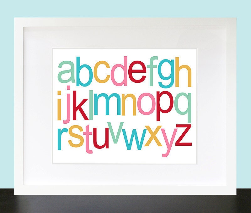 Lowercase Alphabet ABC Horizontal Wall Art. Alphabet Wall Print. 8x10 Baby Children Nursery Wall Print Poster