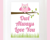 Owl Always Love You Wall Art. Children's Wall Print. 8x10 Custom Nursery Poster