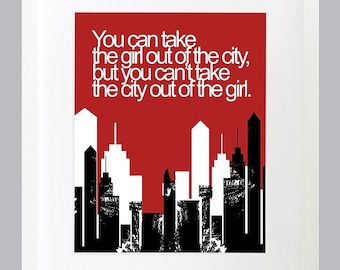 City Girl Wall Art. Cityscape Wall Print. 8x10 Custom Skyscraper Wall Print Poster