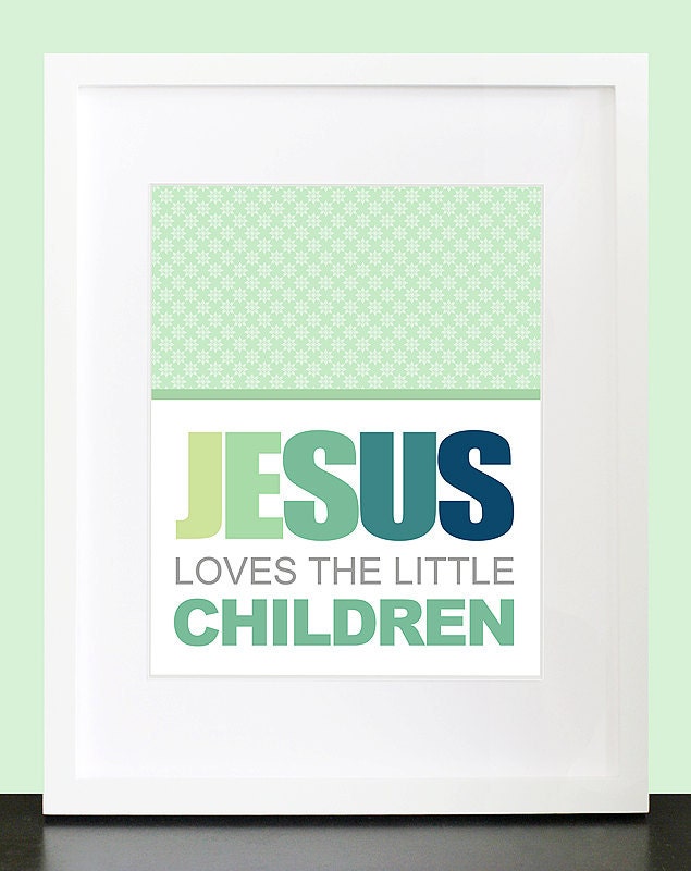 Jesus Loves The Little Children Wall Art. Christian Inspirational Wall Print. 8x10 Custom Inspirational Christian Wall Print Poster