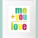 Me (plus) You (Equals) Love Wall Art - 8x10 Custom Wedding Anniversary Engagement Wall Print Poster