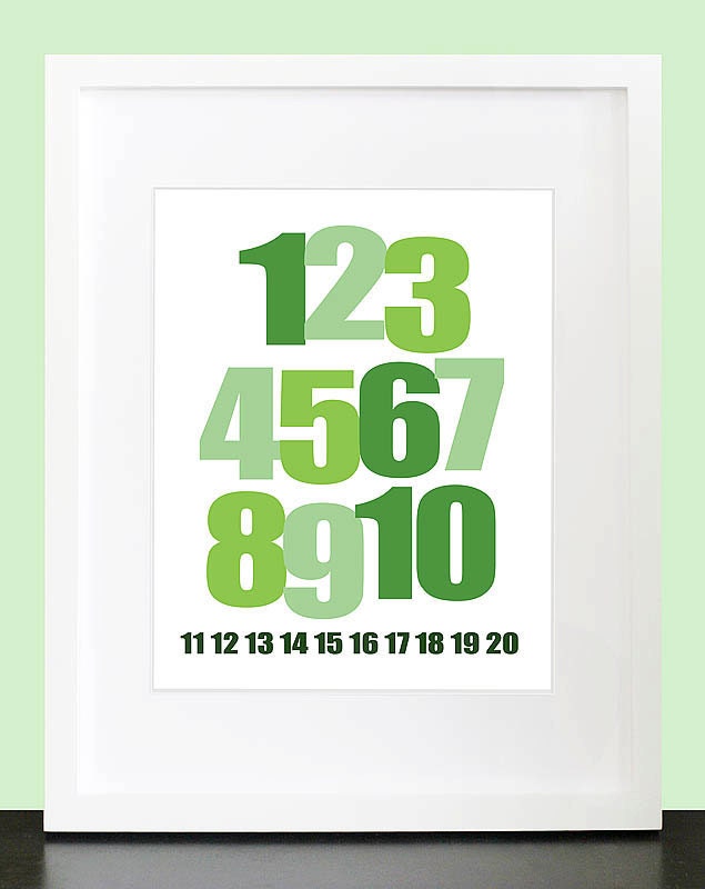 Modern Mixed Numbers 123 Wall Art - 8x10 Baby, Children, Nursery, Wall Print Poster