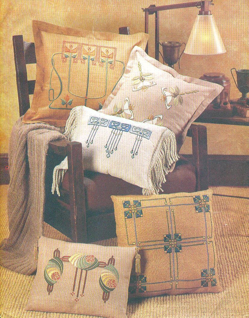 Vogue 7291 Transfer Pattern for MISSION STYLE EMBROIDERY Pillows and Linens