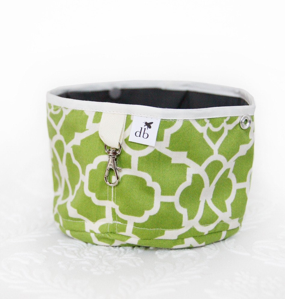 Squishy Travel Pet Water Bowl - Chartreuse Garden Gate