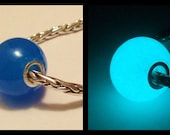 Glow in the Dark Glass "Aquamarine" Lampwork Big Hole Bead, fits all European Style Charm Chains