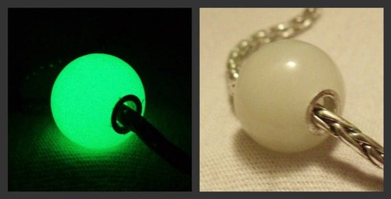 Glow in the Dark Glass "Moonstone II" Lampwork Big Hole Bead, fits all European Style Charm Chains