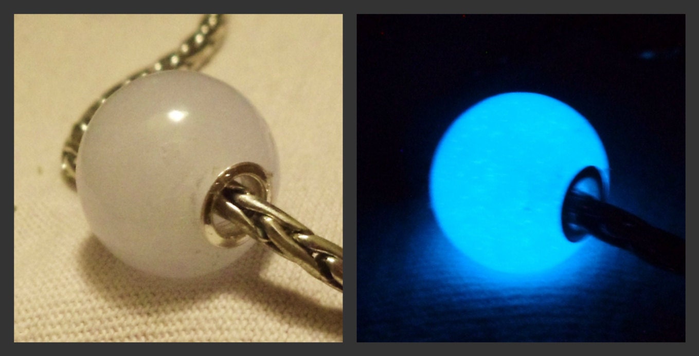 Glow in the Dark Glass "Moonstone III" Lampwork Big Hole Bead, all European Style Charm Chains