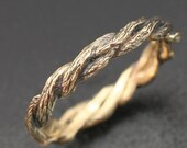 NARROW TWISTED TWIGS Band.  Delicate 3mm width.  This ring in 14k yellow or white gold