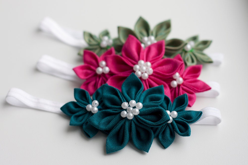 Girl Headband - Flower girl hot pink headband - Children summer hair accessories