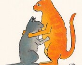Feline Hug 11x14 archival matted print