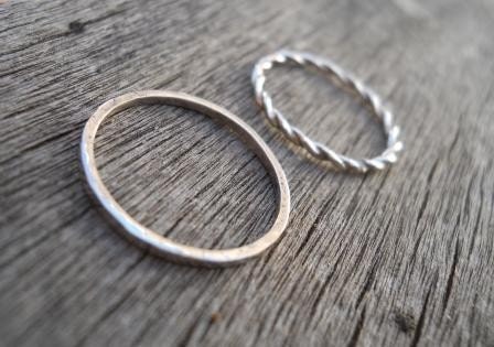 Twisted ring & thin hammered band. Stacking rings Free shipping