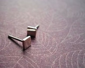 square silver studs - Free Shipping.