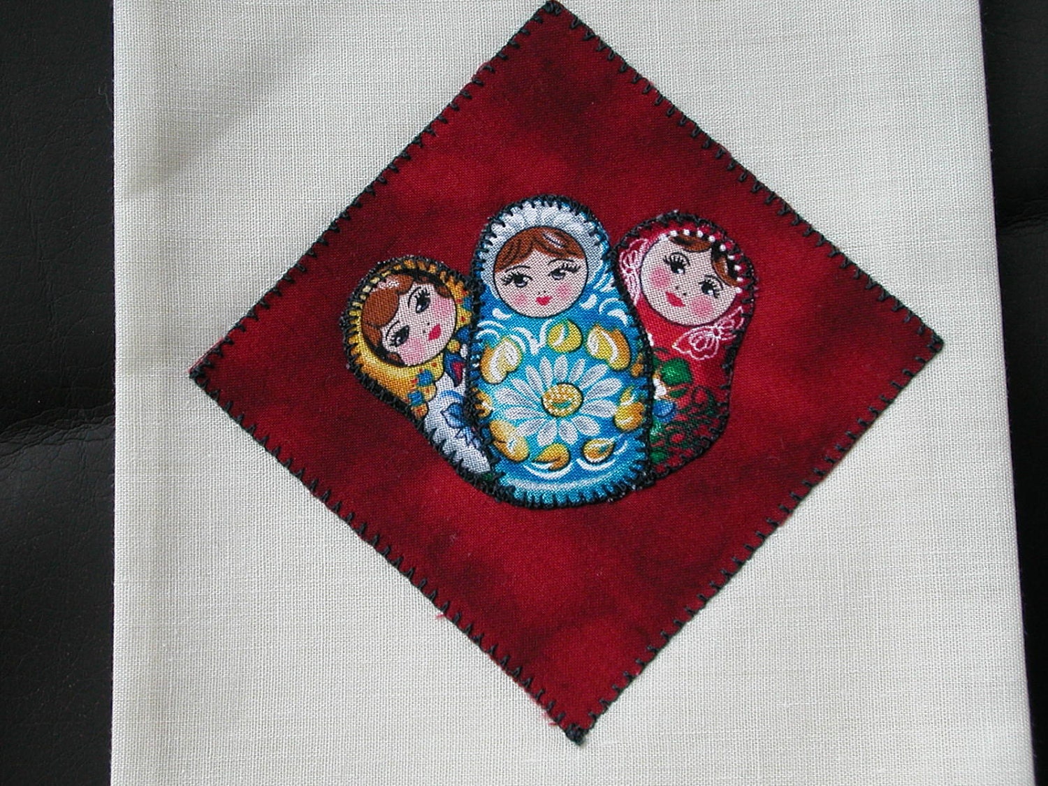 Dinner Napkins MATRYOSKA Russian DOLL  Set of 4  Appliqued  17 inches square.