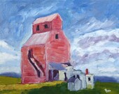 Red Grain Elevator - 8x10 - original oil painting