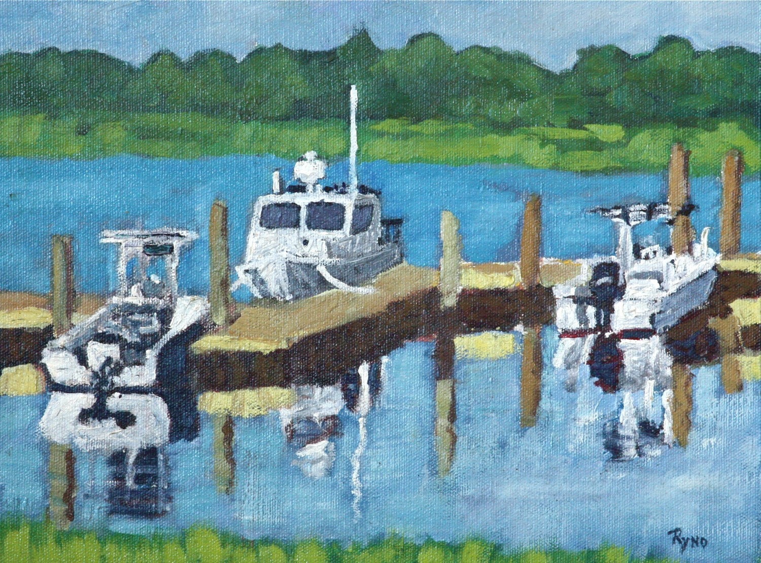 North Carolina Boats - 9x12 - original oil painting