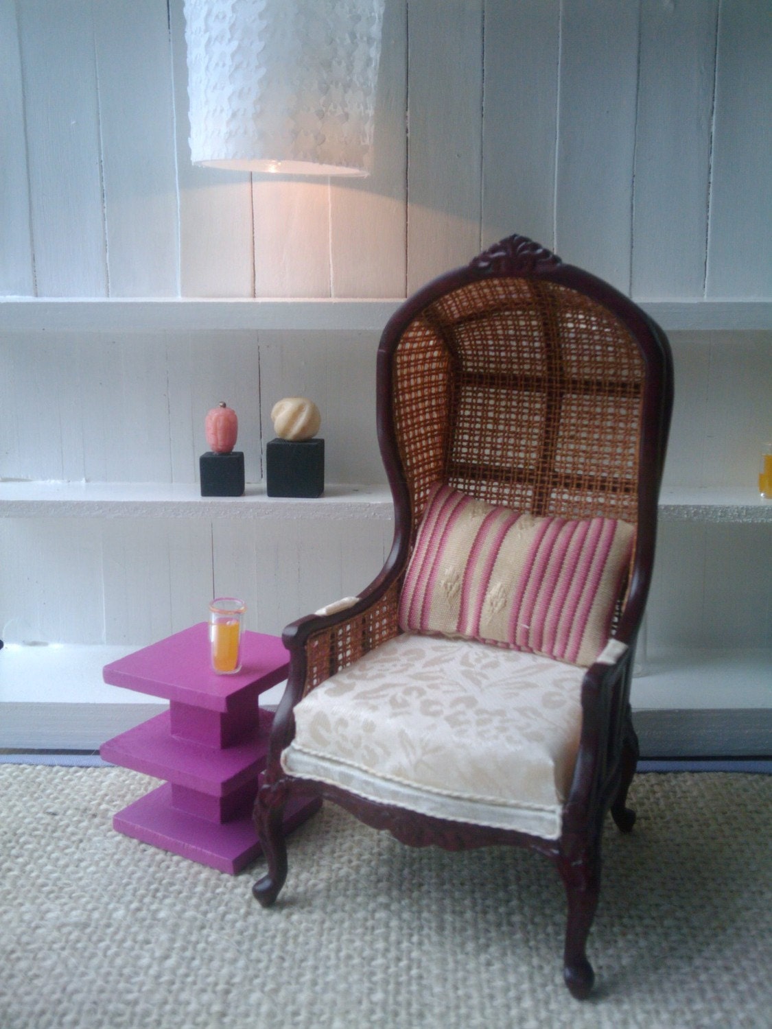 Pair of Magenta End Tables - Dollhouse Size
