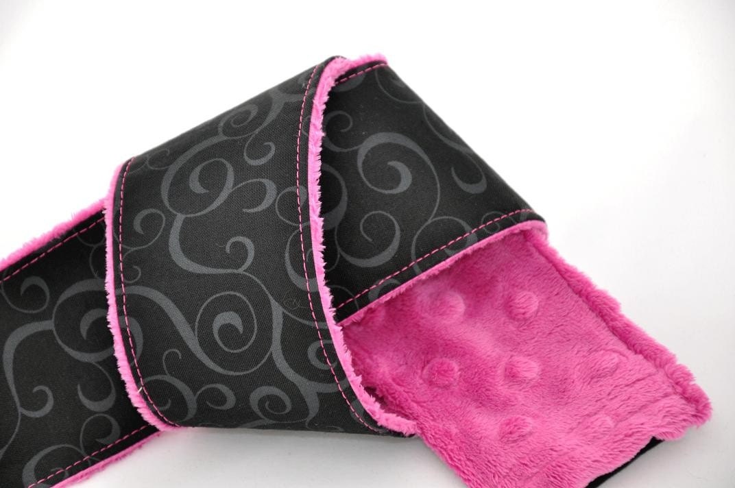 Canon dSLR Camera Strap Cover  Black Swirl Raspberry Sorbet Minky - Spring Accessories Spring Fashion