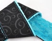 Camera Strap Cover dSLR / SLR Black Swirl Teal Blue Minky - Spring Accessories Spring Fashion