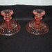vintage pink glass candle holders