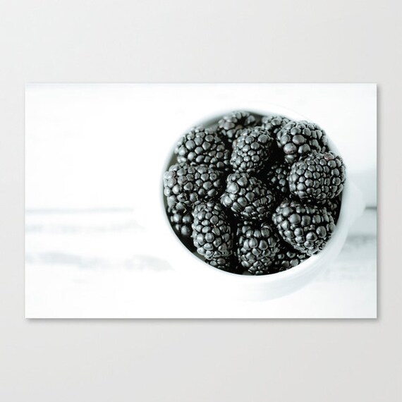 fall harvest kitchen cook art modern food photography rustic home decor white fruit photo 5x7 photograph farmers market "Blackberries l"