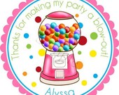 Gumballs Galore in PINK Personalized Stickers - Party Favor Label, Address Labels, Birthday Stickers, Bubblegum - Choice of Size
