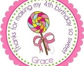 Sweet Lollipop Personalized Stickers - Favor Labels, Party Favor, Address Labels, Gift Tag, Birthday Stickers, Sweet Shoppe - Choice of Size