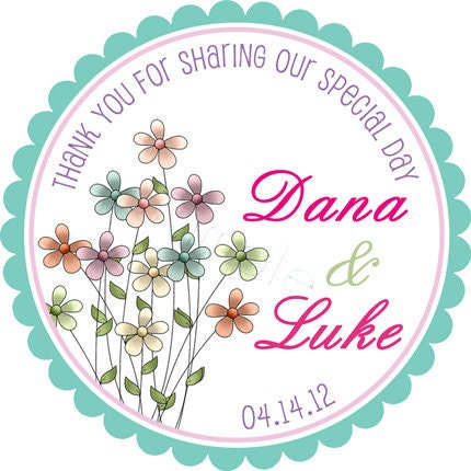 Wildflowers Personalized Stickers - Wedding Favor Labels, Favor Stickers, Bridal, Baby Shower - Choice of Size
