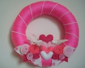 Love Birds Romantic Yarn Wreath Door-Wall Decoration-10 in Wreath