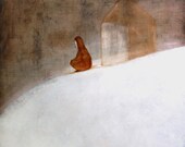 Illustration giclee print. Winter landscape art print - brown white - Lonely November