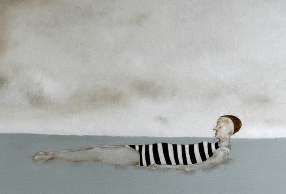 Large art print girl swim wall art 13 x 19 large art summer time beach portrait art