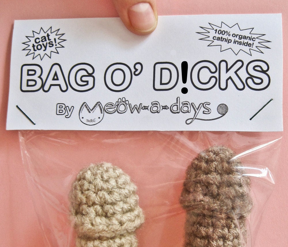 CAT TOY catnip cat toys for someone named dick bag of dix penises penis mature plush original funny weird durable crochet crocheted