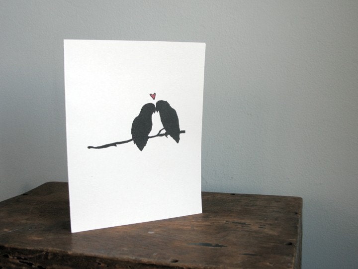 love note card - blank - lovebirds