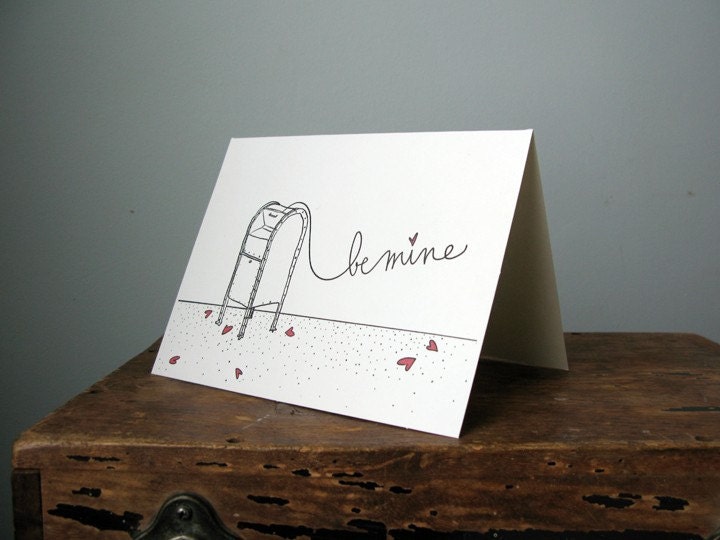 love note card - blank - be mine mailbox