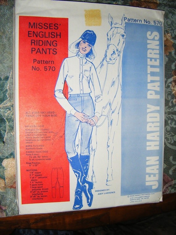 Misses' English Riding Pants Pattern by Jean Hardy by equineforu