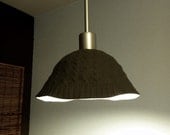 Charcoal grey ceramic pendant swag lamp with cable knit texture