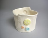 Translucent Porcelain "Shirt cuff" Buttons & seams tea-light / votive holder -colored