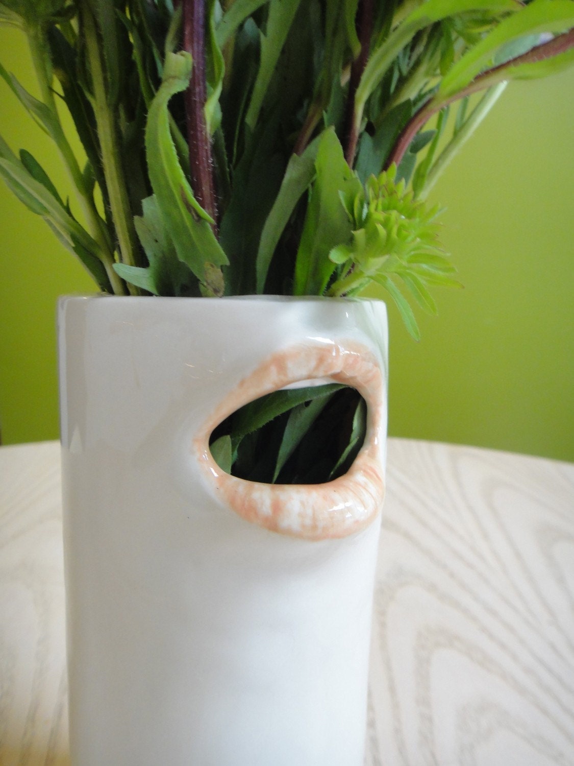 Quirky ceramic cylinder mouth vase