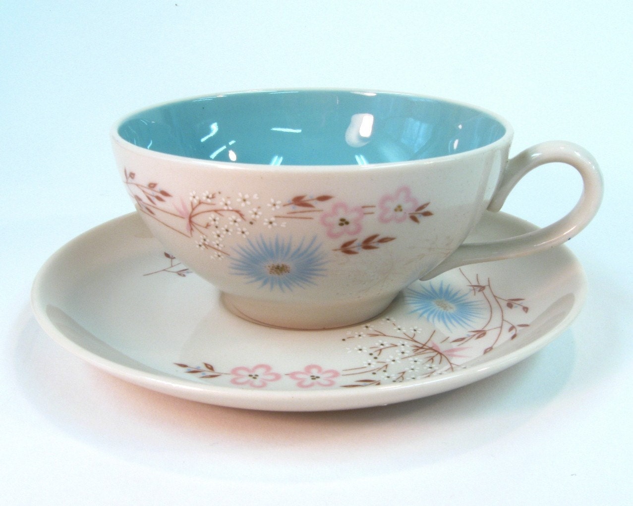Mid Century Teacup and Saucer Taylorton Echo Dell Pattern on Retroburgh