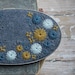 Wool Felt Hoop Art  Wall Hanging -  Pewter Grey, Slate Blue and Pear Gold